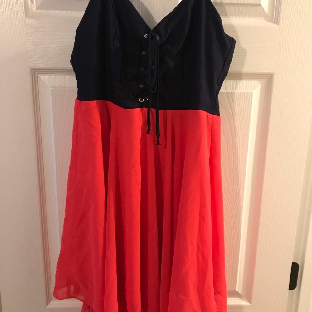 Macy's coral and navy size 11/12 dress.